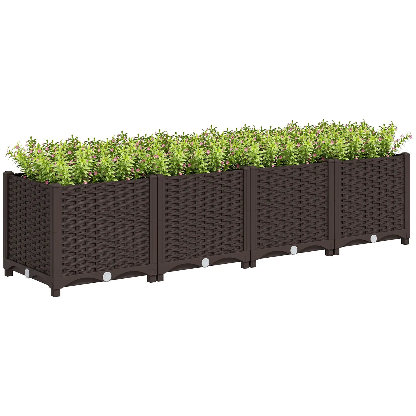 Plastic Raised Garden Bed, Outdoor Planter Box, 63" x 15.7" x 14.6", Brown Raised Garden Beds at Gallery Canada