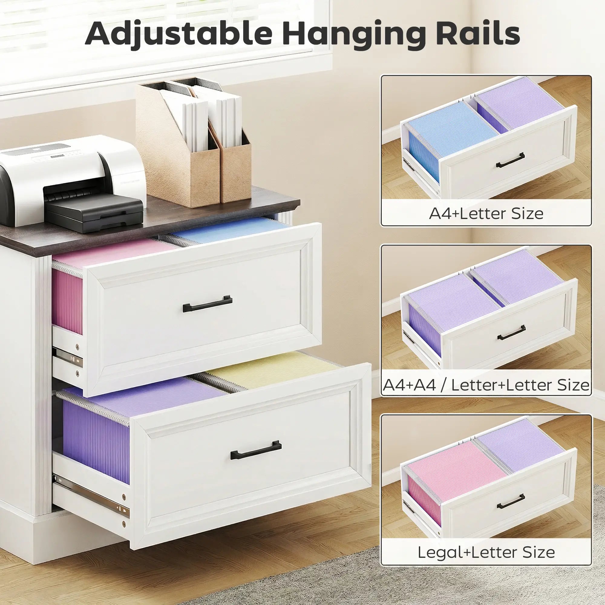 Lateral Filing Cabinet, Farmhouse, 2 Silent Drawers, Letter A4 Legal, White Office Cabinets & Cupboards at Gallery Canada