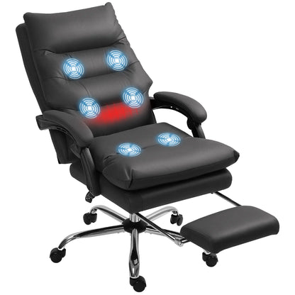 Executive Office Chair, 6 Point Massage and Heat, Microfibre Reclining with Footrest, Black Massage Chairs at Gallery Canada