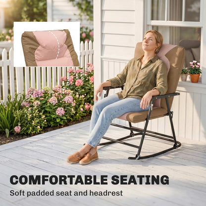 3-Piece Foldable Rocking Chair Set, Light Brown Outdoor Rocking Chairs at Gallery Canada