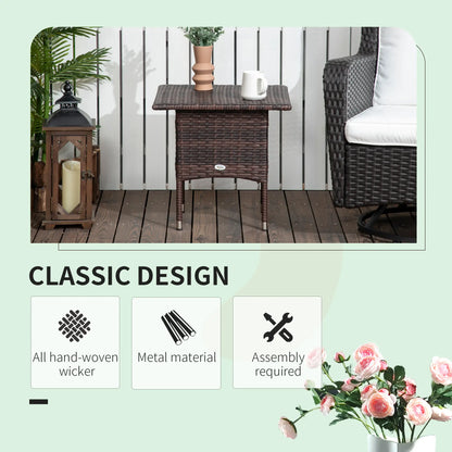 Wicker Patio Coffee Table With Plastic Board, 20", Mixed Brown Patio Side Tables at Gallery Canada