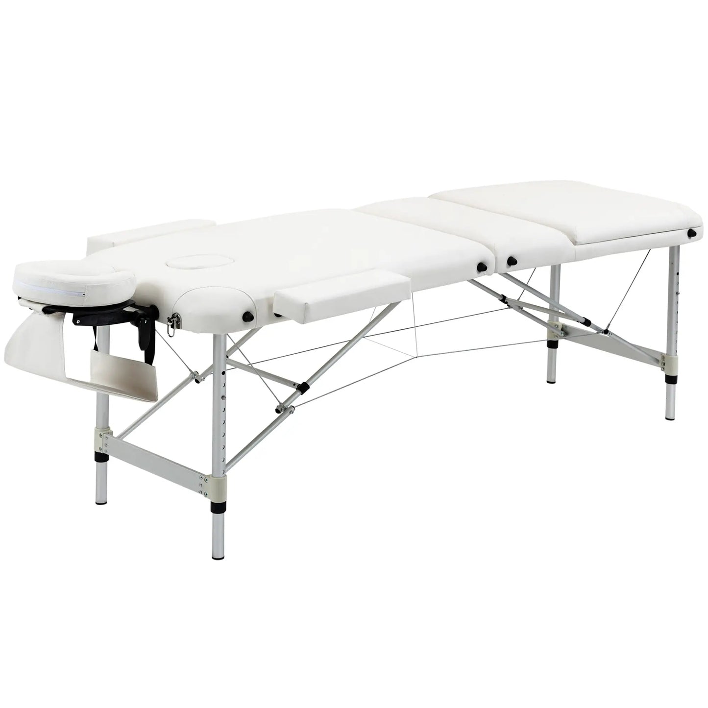 85" 3 Section Foldable Massage Table, Professional Salon Spa Facial Couch Bed, White Portable Massage Tables White at Gallery Canada