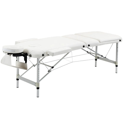 85" 3 Section Foldable Massage Table, Professional Salon Spa Facial Couch Bed, White Portable Massage Tables White at Gallery Canada