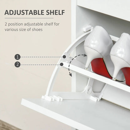 Narrow Shoe Storage, 2 Flip Doors, Adjustable Shelves, Holds 16 Pairs, White Shoe Storage Cabinets & Racks at Gallery Canada