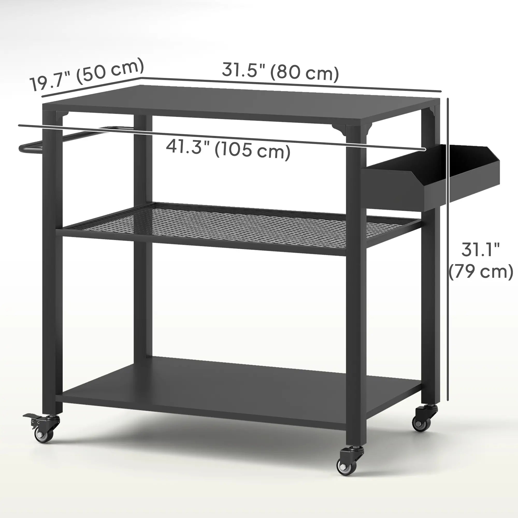 3-Tier Outdoor Grill Cart, Pizza Oven Stand, Storage Rack, 4 Wheels Outdoor Grill Carts at Gallery Canada