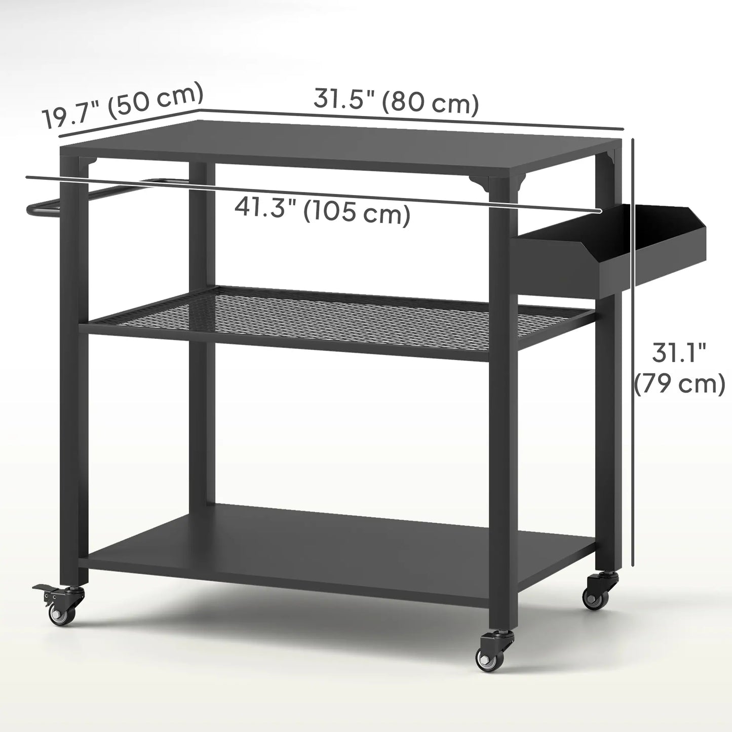 3-Tier Outdoor Grill Cart, Pizza Oven Stand, Storage Rack, 4 Wheels Outdoor Grill Carts at Gallery Canada