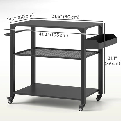 3-Tier Outdoor Grill Cart, Pizza Oven Stand, Storage Rack, 4 Wheels Outdoor Grill Carts at Gallery Canada