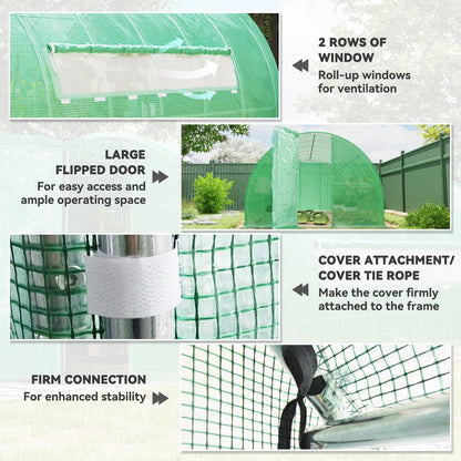 20x10x6.6ft Heavy Duty Walk-in Greenhouse, PE Cover, Green Portable Greenhouses at Gallery Canada