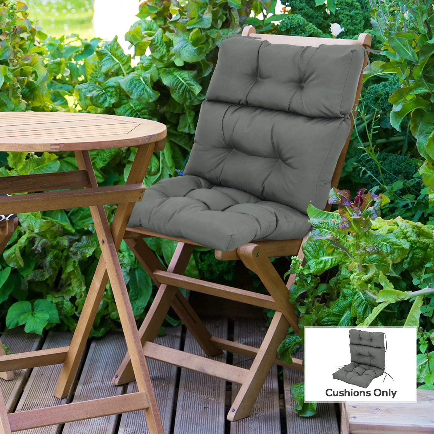 Outdoor Patio Chair Cushion, Tufted with Thick Filling, Dark Grey Patio Chair Cushions at Gallery Canada