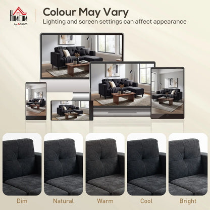 L-Shaped Sectional Sofa, Wooden Legs, Changeable Chaise, Black 3-Seater Sofas at Gallery Canada