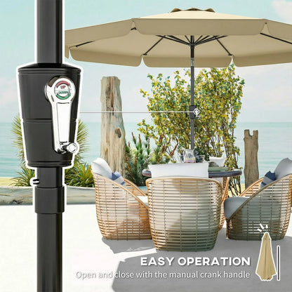 10 ft Outdoor Patio Umbrella, Push Button Tilt Crank, Khaki Sun Umbrellas at Gallery Canada