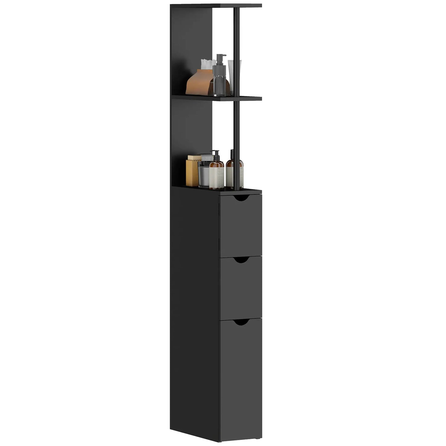 Tall Narrow Bathroom Storage Cabinet, Drawers and Shelves, Black Bathroom Cabinets at Gallery Canada