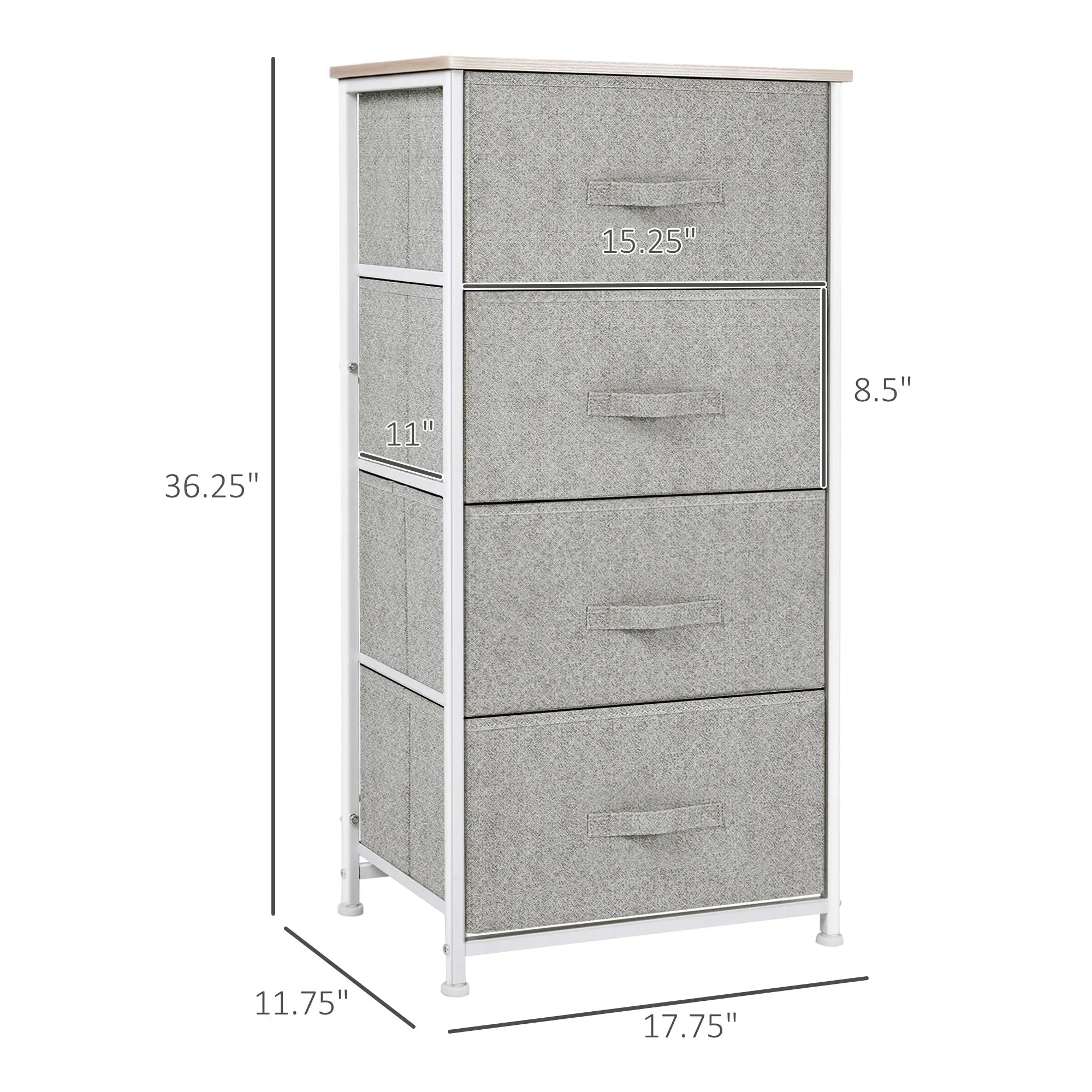 Linen Drawer Cabinet, 4 Removable Drawers, Adjustable Feet, White Storage Cabinets at Gallery Canada