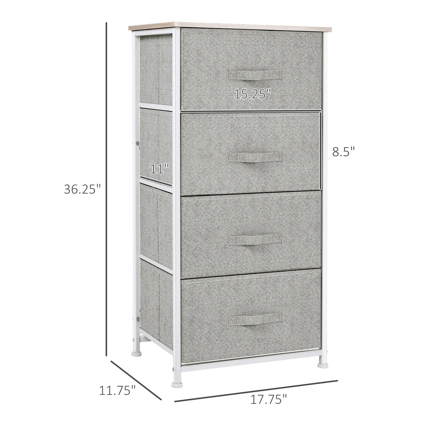 Linen Drawer Cabinet, 4 Removable Drawers, Adjustable Feet, White Storage Cabinets at Gallery Canada