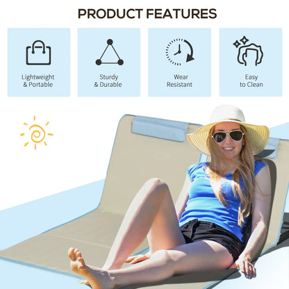 Set of 2 Beach Lounge Chairs, Folding Mat, Adjustable Back, Steel Frame, Beige Beach Accessories at Gallery Canada