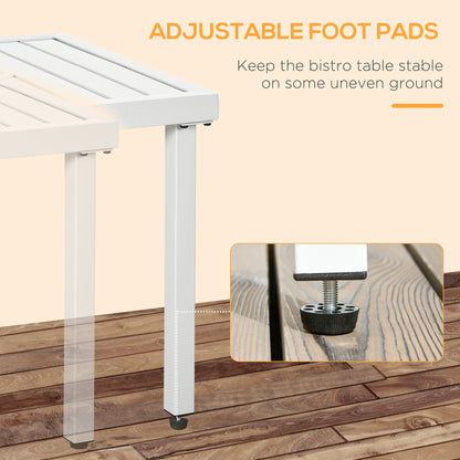 Outdoor Side Table, Patio End Table with Umbrella Hole, White