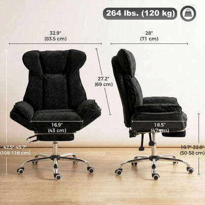 Big & Tall Office Chair, High Back, Snowflake Velvet, Black