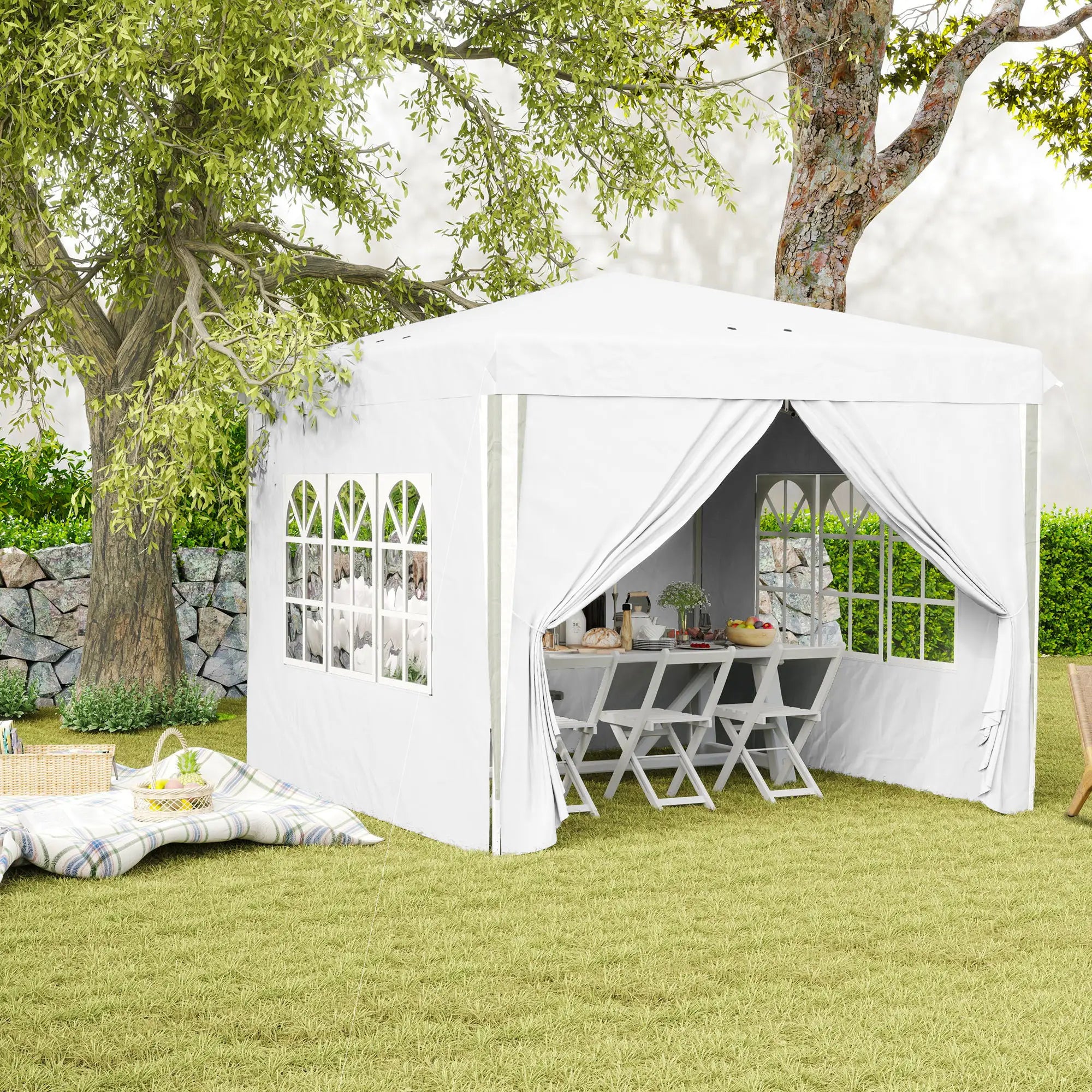 10' x 10' Pop-Up Canopy Tent, Height-Adjustable, Carry Bag Included, White Pop Up Canopies at Gallery Canada
