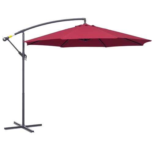 10' Deluxe Patio Umbrella, Banana Hanging Offset Sunshade, Wine Red