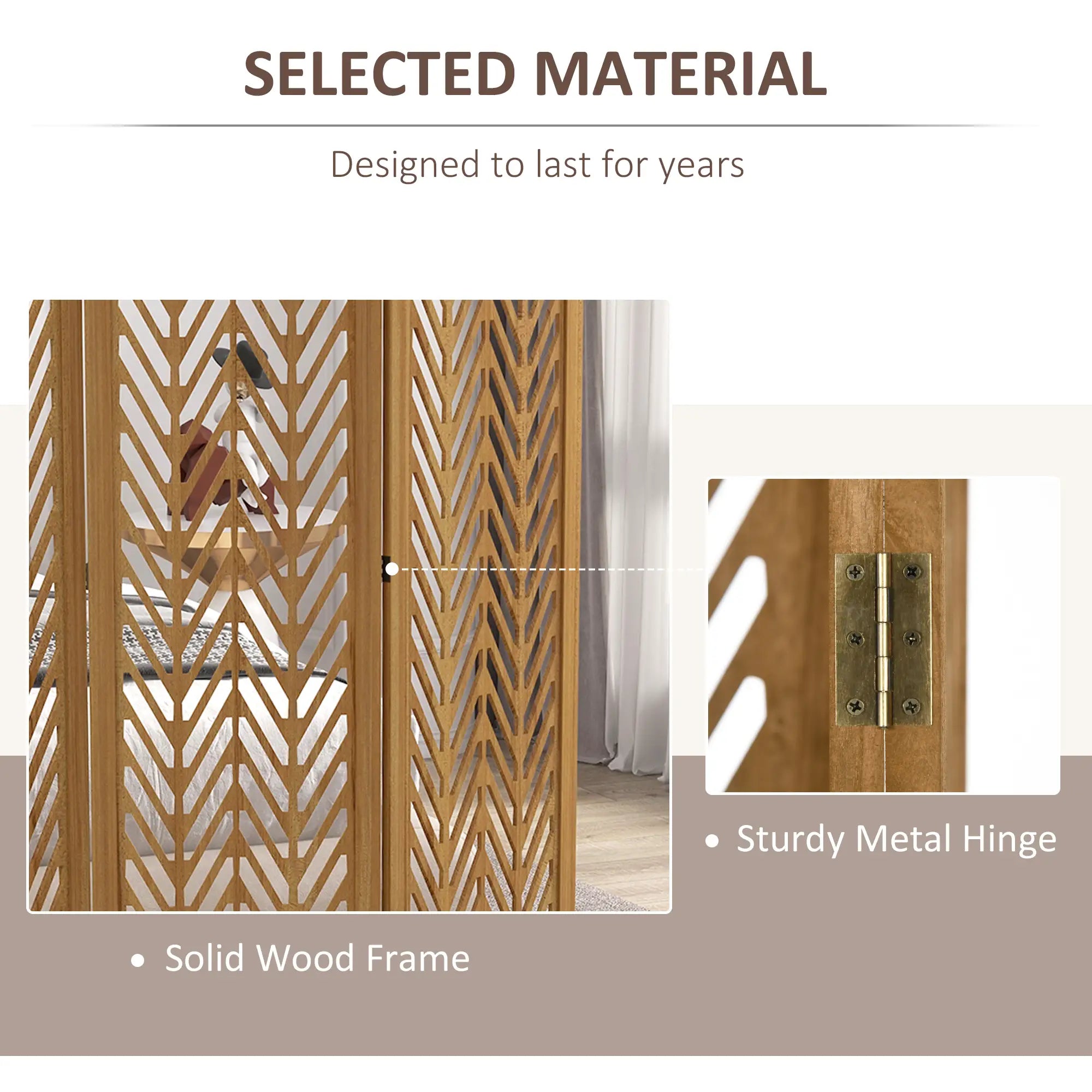 3 Panel Room Divider, 5.6ft Tall, Wood Folding Privacy Screen, Light Brown Room Dividers at Gallery Canada