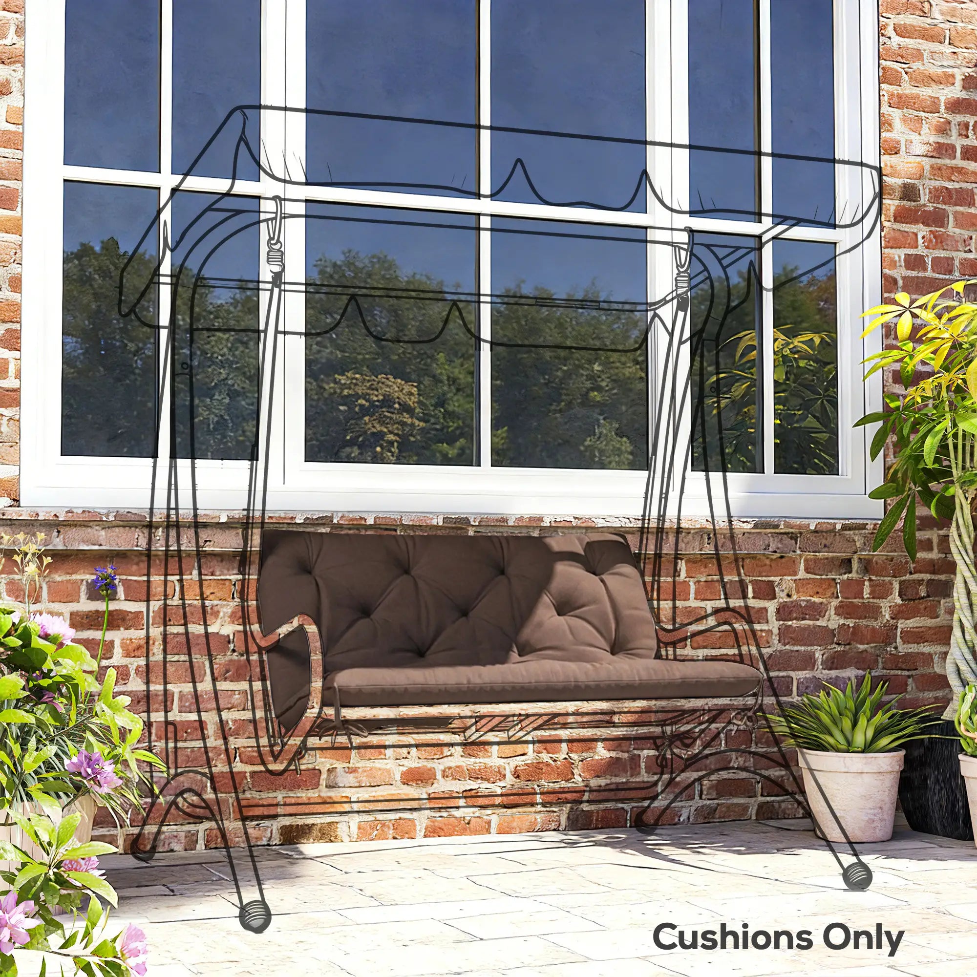 Garden Bench Cushion With Backrest, Non-Slip 2 Seater, Coffee Patio Chair Cushions at Gallery Canada
