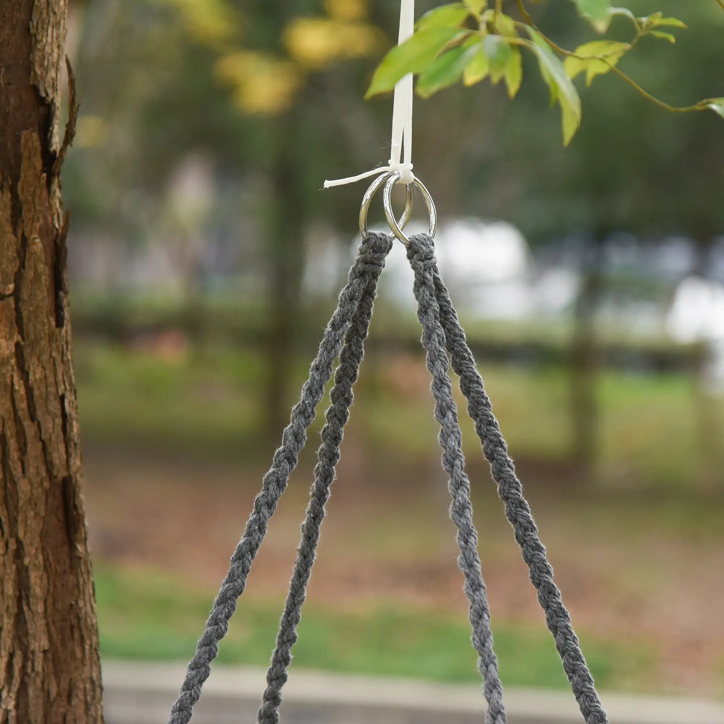 Hanging Rope Hammock Swing, Indoor Outdoor, Cotton-Polyester, Dark Grey Hammock Swings at Gallery Canada