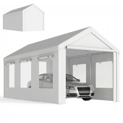 10' x 20' Heavy Duty Carport, Adjustable Garage Canopy Tent, White Car Shelters at Gallery Canada