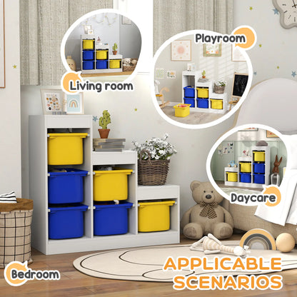 3 Layer Toy Storage Organizer Kids Bookshelf, 6 Plastic Bins, Yellow, Blue Baby & Kids Storage at Gallery Canada