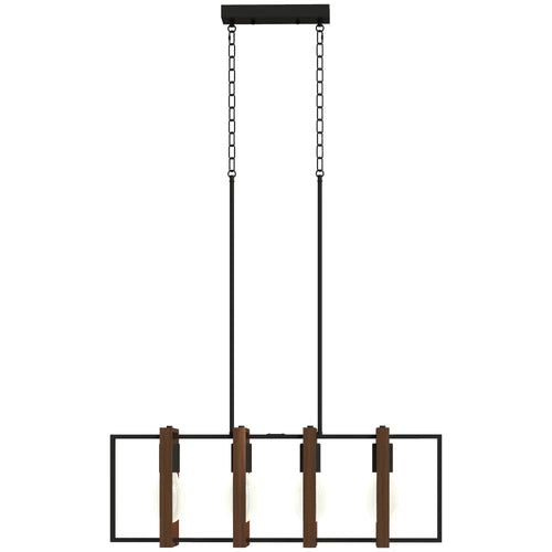 Farmhouse Kitchen Island Pendant Light, 4 Rotatable Frames, Walnut