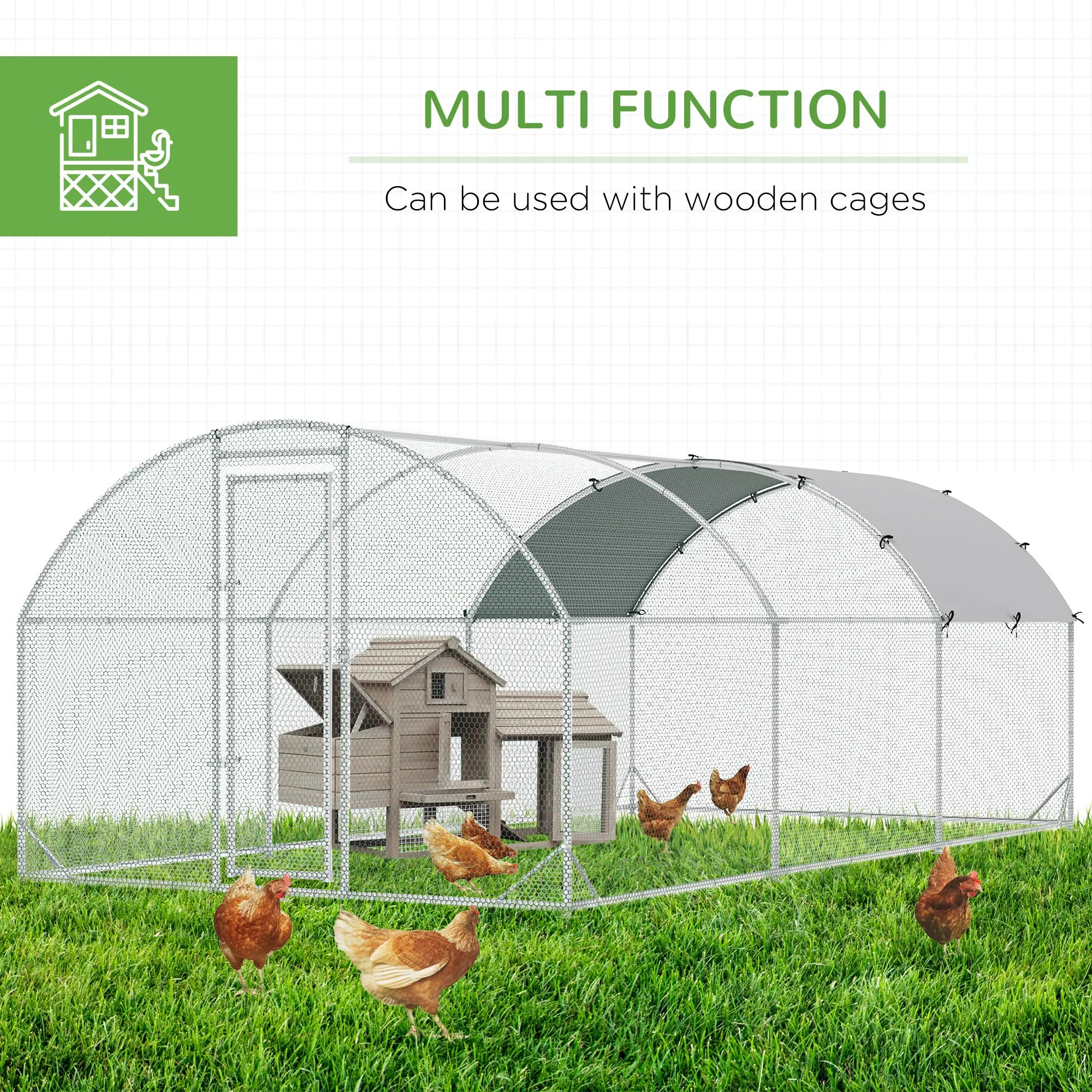 Large Metal Chicken Coop, Walk-in Enclosure, Poultry Hen Run, Rabbit Hutch, 9.2' x 18.7' x 6.5', Silver Chicken Coops at Gallery Canada