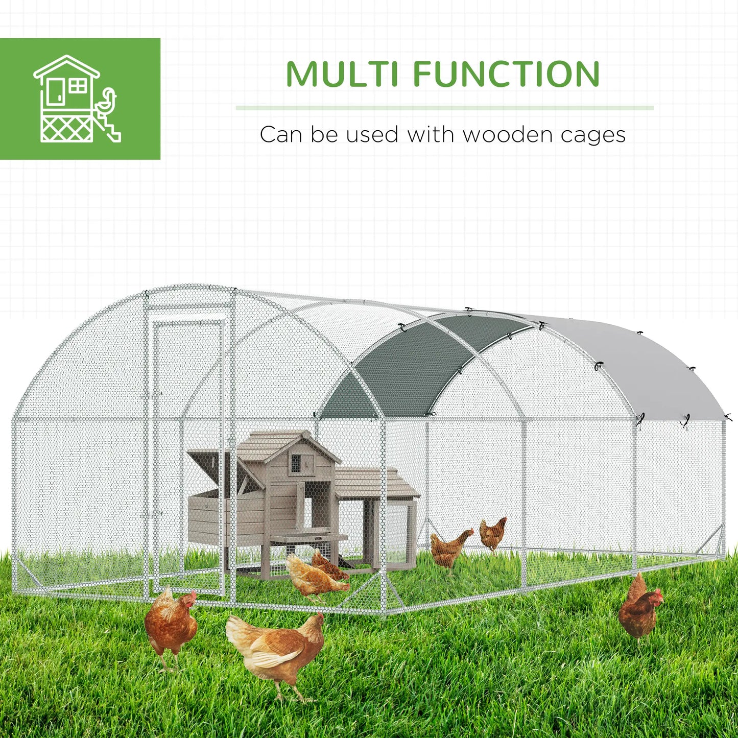 Large Metal Chicken Coop, Walk-in Enclosure, Poultry Hen Run, Rabbit Hutch, 9.2' x 18.7' x 6.5', Silver Chicken Coops at Gallery Canada