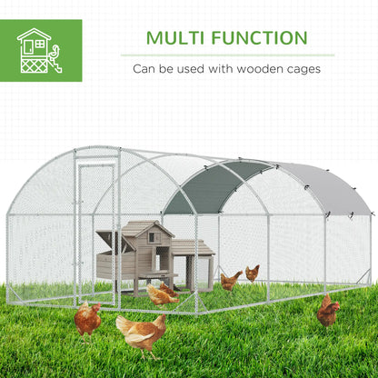 Large Metal Chicken Coop, Walk-in Enclosure, Poultry Hen Run, Rabbit Hutch, 9.2' x 18.7' x 6.5', Silver Chicken Coops at Gallery Canada