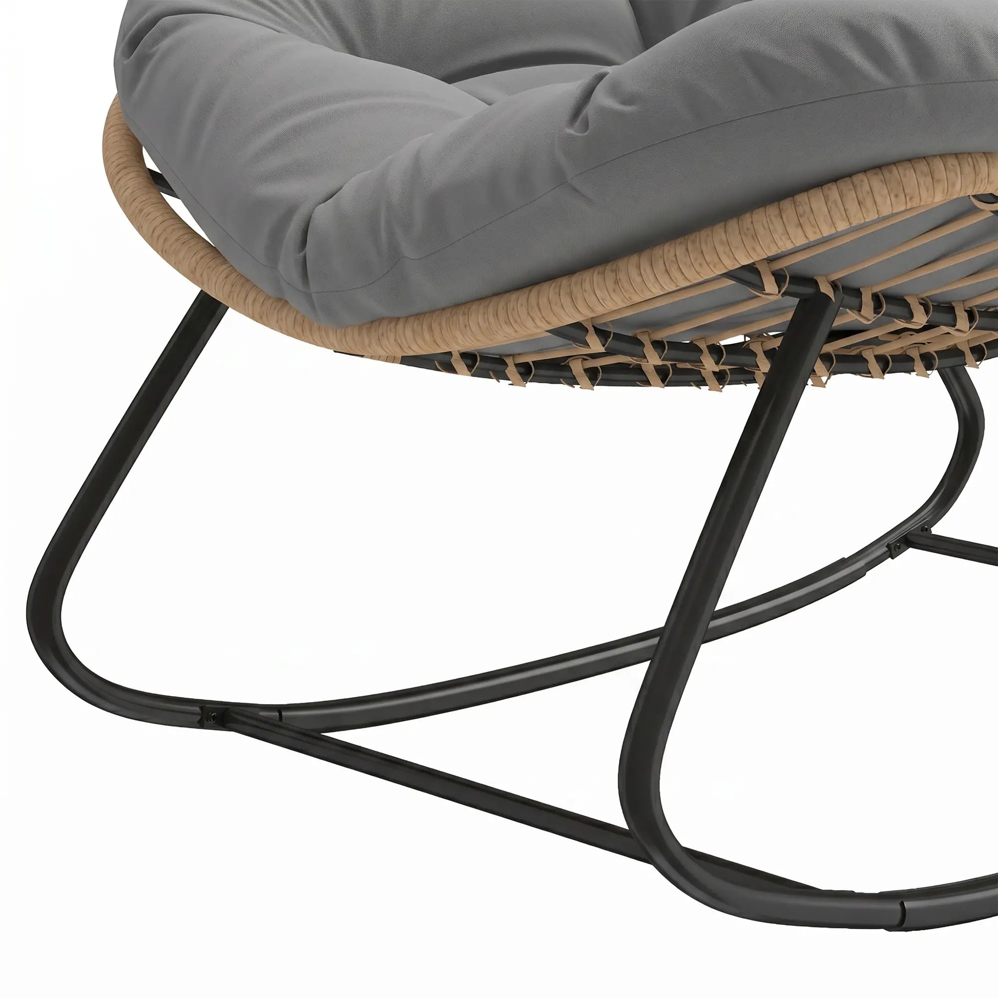 Papasan Rocking Chair, Oversized With Cushion, Grey Outdoor Rocking Chairs at Gallery Canada