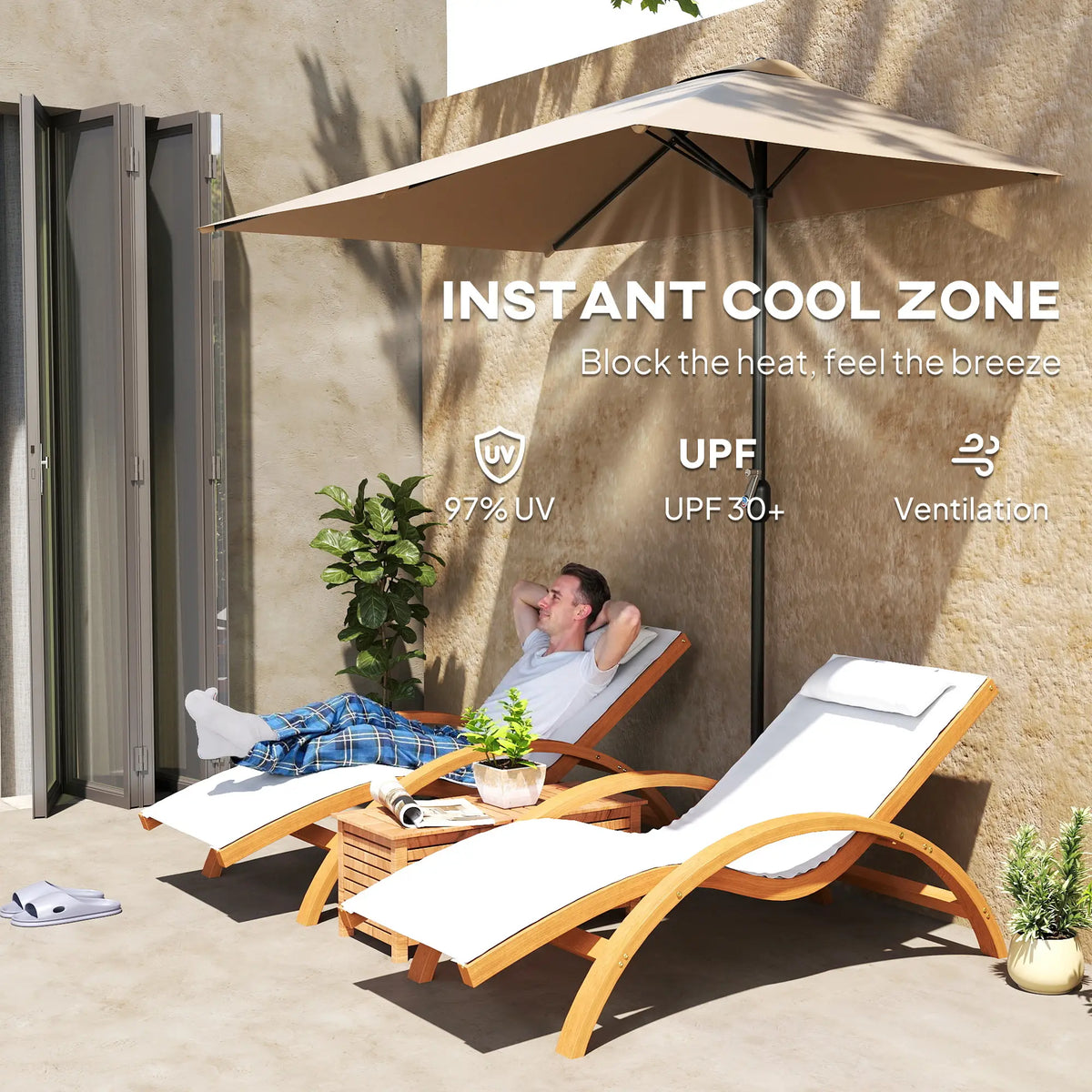 8ft Half Round Outdoor Patio Umbrella, Sun Shade, 5 Ribs