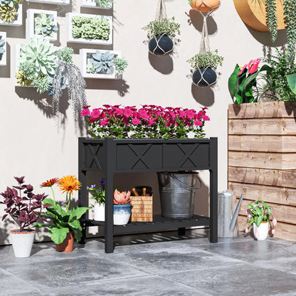 Wooden Raised Garden Bed, Elevated Planter Box, 34" x 18" x 30", Black Raised Garden Beds at Gallery Canada