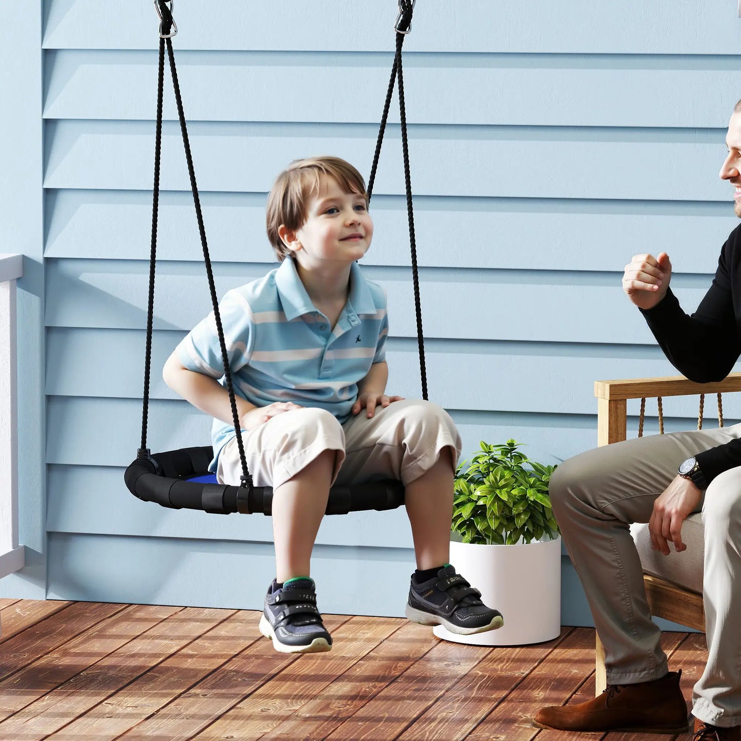 24 Inch Kids Saucer Tree Swing, Adjustable Ropes, Outdoor, Backyard, Blue Gym Sets & Swings at Gallery Canada