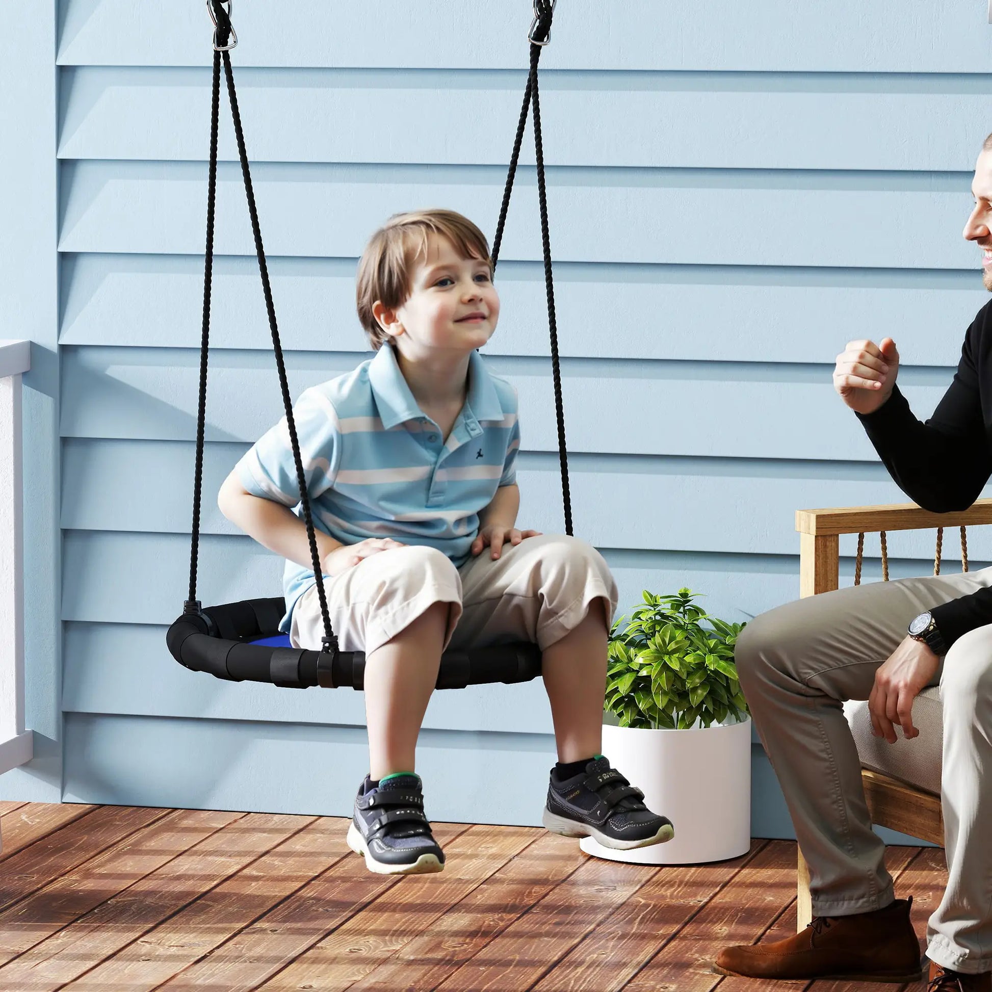 24 Inch Kids Saucer Tree Swing, Adjustable Ropes, Outdoor, Backyard, Blue Gym Sets & Swings at Gallery Canada