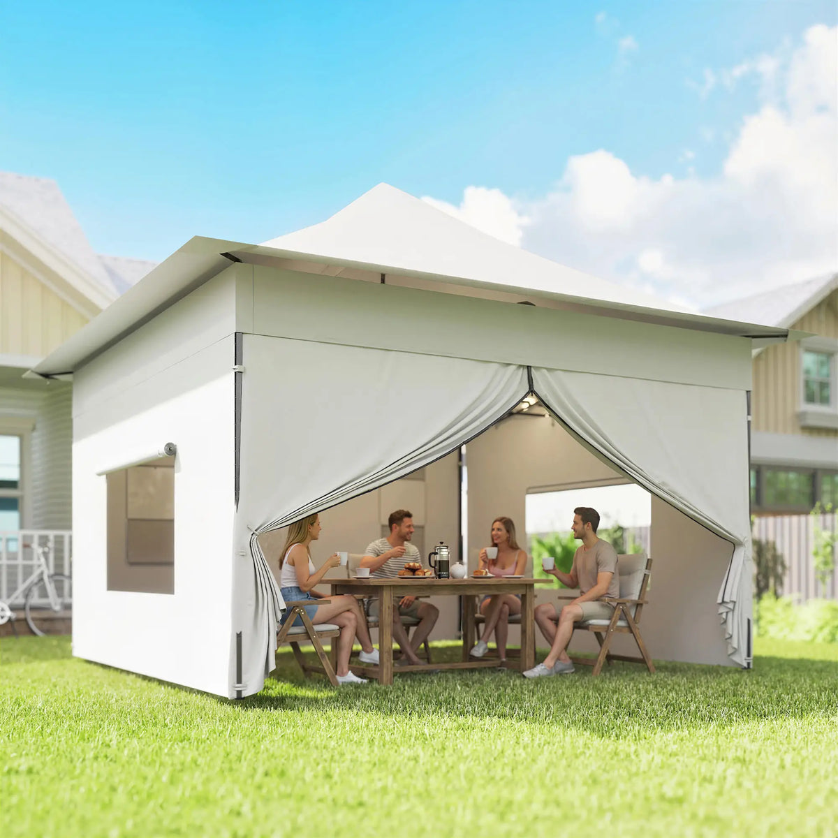 12 x 12 ft Pop Up Canopy Tent, UPF50+ 420D Outdoor Shelter, Silver Pop Up Canopies at Gallery Canada