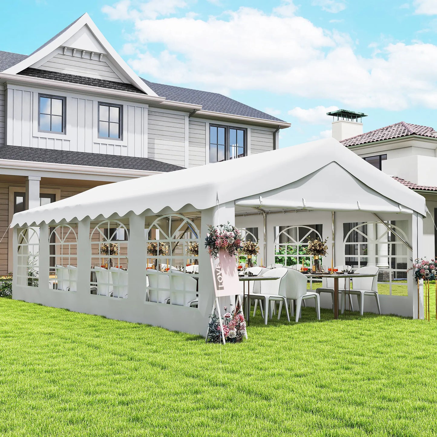 13'x26' Heavy Duty Party Tent, Portable Garage Canopy, White Canopy Tents at Gallery Canada