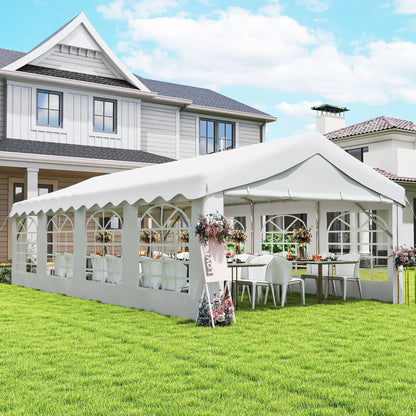 13'x26' Heavy Duty Party Tent, Portable Garage Canopy, White Canopy Tents at Gallery Canada