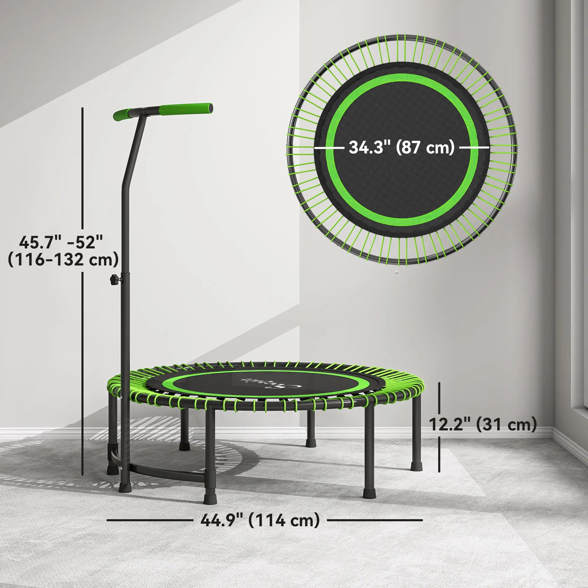 45" Rebounder Trampoline for Adults, Mini Fitness Bungee Rebounder with Adjustable Handle Trampolines at Gallery Canada