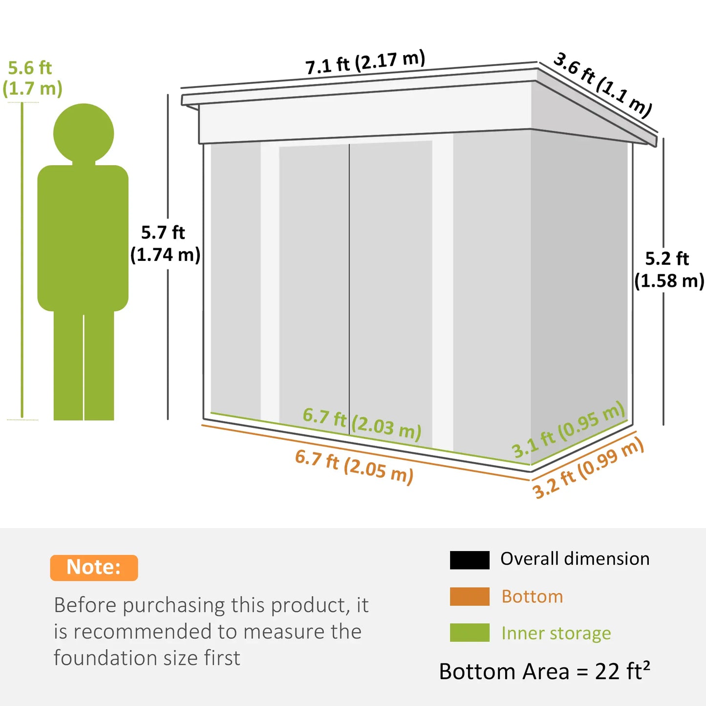7' x 4' Metal Garden Shed, Lockable Sliding Doors, Vents, Grey