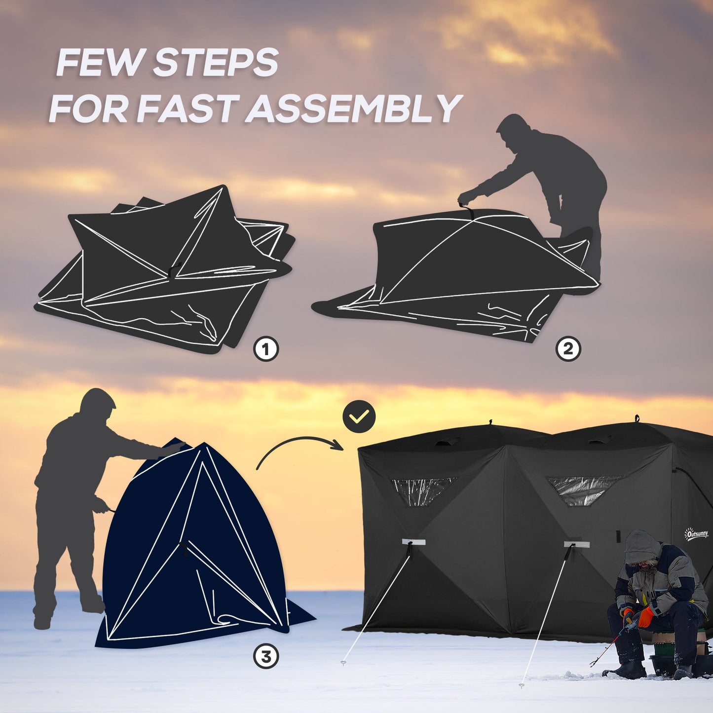 5-8 Person Pop-up Ice Fishing Shelter, Portable Ice Fishing Tent, Black at Gallery Canada