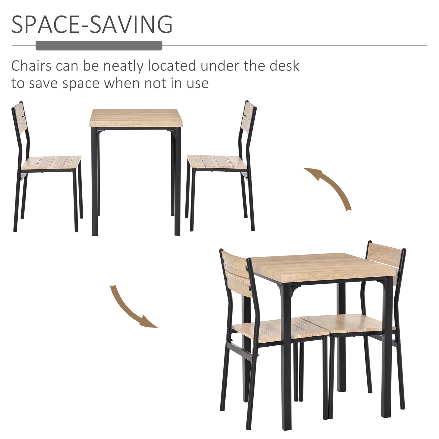 3-piece Dining Table Set with 2 Chairs, Compact Kitchen Table and Chairs for 2 for Breakfast Nook, Dining Room, Small Spaces, Space Saving at Gallery Canada