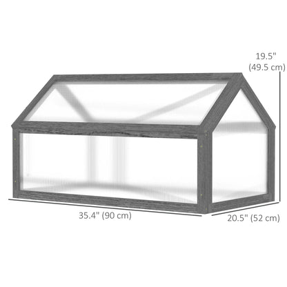 Portable Wooden Cold Frame Greenhouse, 35.5" x 20.5" x 19.5", Grey Raised Garden Beds at Gallery Canada