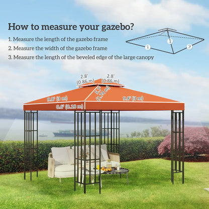 10' x 10' Square 2-Tier Gazebo Canopy Cover, Rust Red Gazebo Canopy Replacement at Gallery Canada