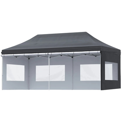 20' x 10' Folding Canopy Tent, Sidewalls, Windows, Black Pop Up Canopies at Gallery Canada