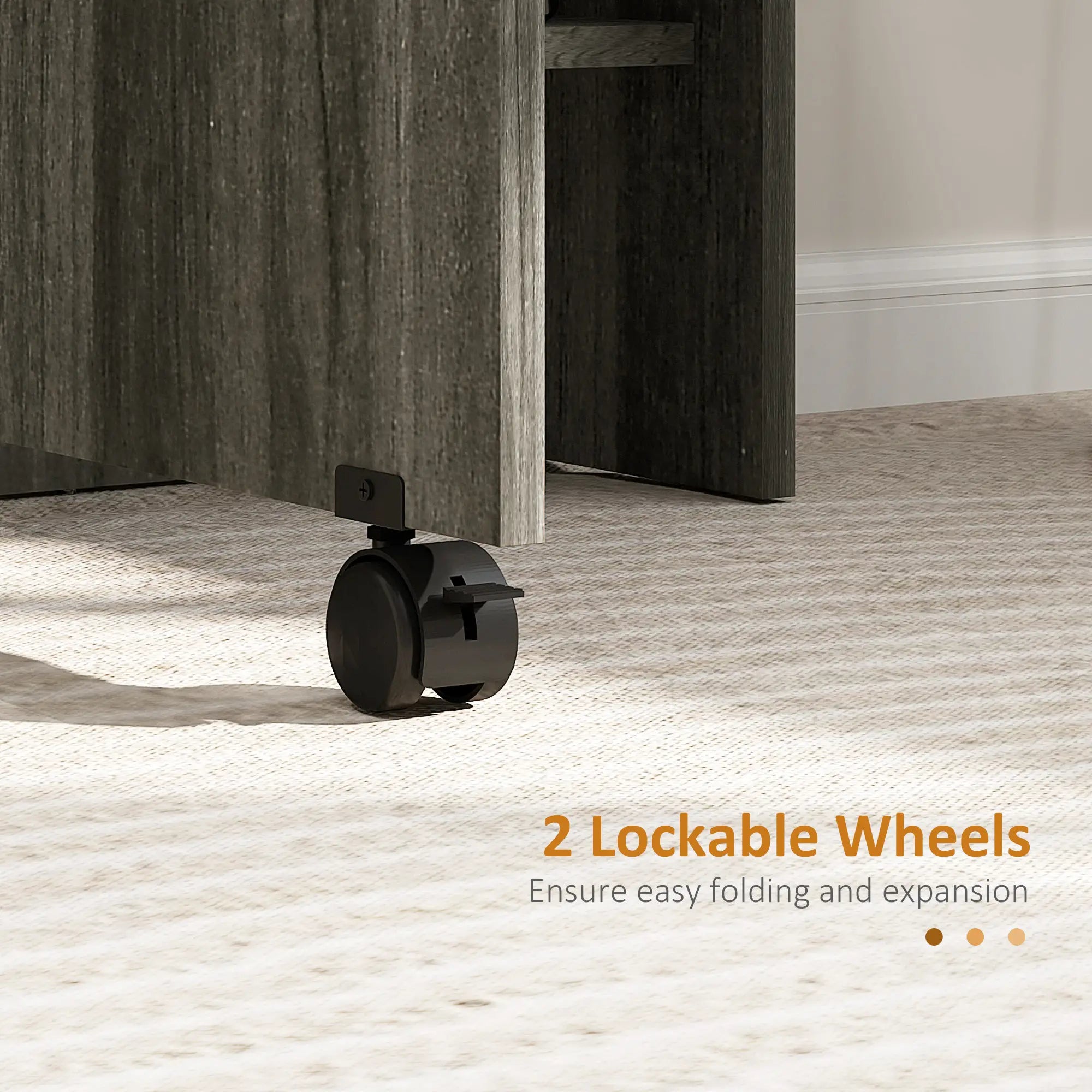 Extendable Dining Table, Collapsible w/ Shelves, Grey Wood Grain, Grey Dining Tables at Gallery Canada