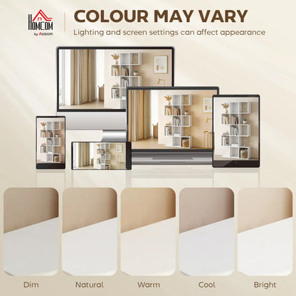 S-Shaped 5-Tier Bookshelf, 15 Compartments, White Wood Grain, White Display Bookshelves at Gallery Canada