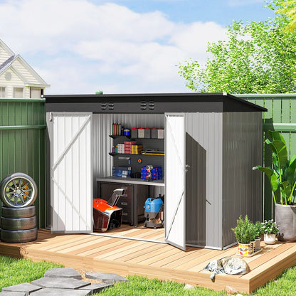 9' x 4' Galvanized Steel Garden Shed, Lockable Doors, 2 Air Vents Sheds at Gallery Canada